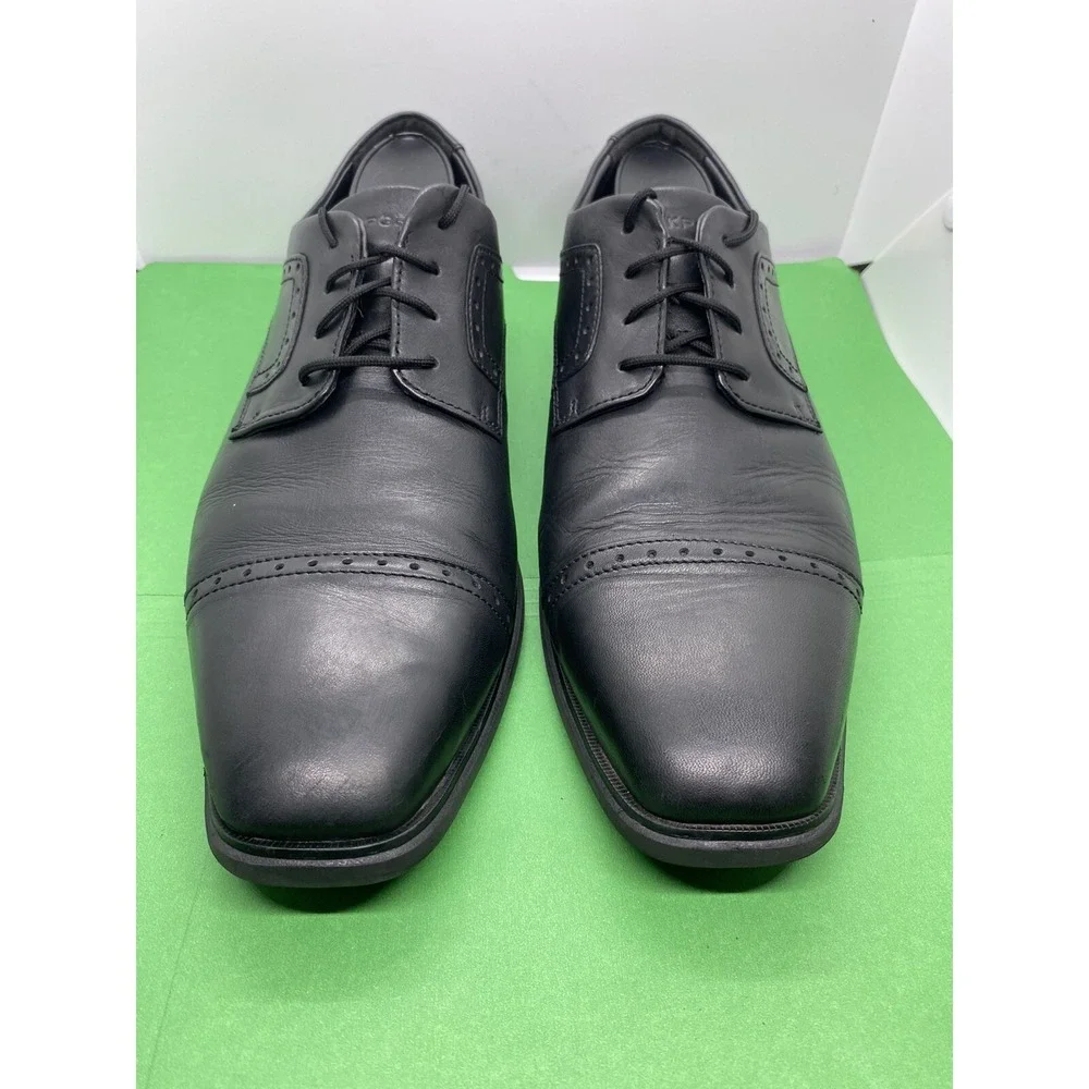Rockport DS Business 2 Cap Toe Black Leather Dress Shoes CH5531 Mens 12 Wide